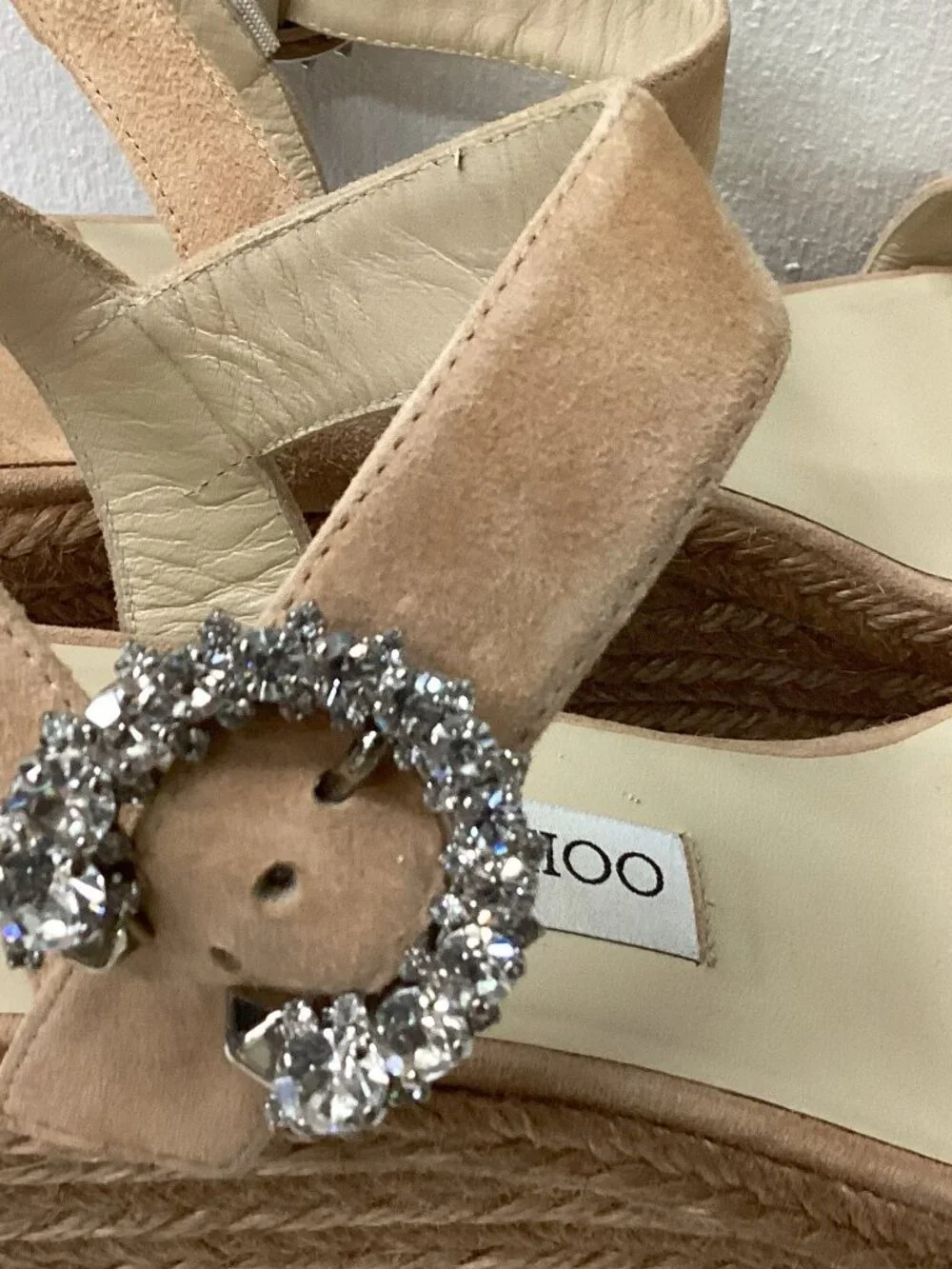 Jimmy Choo Mirabelle 70 Crystal Embellished Espadrille Wedge Sandals